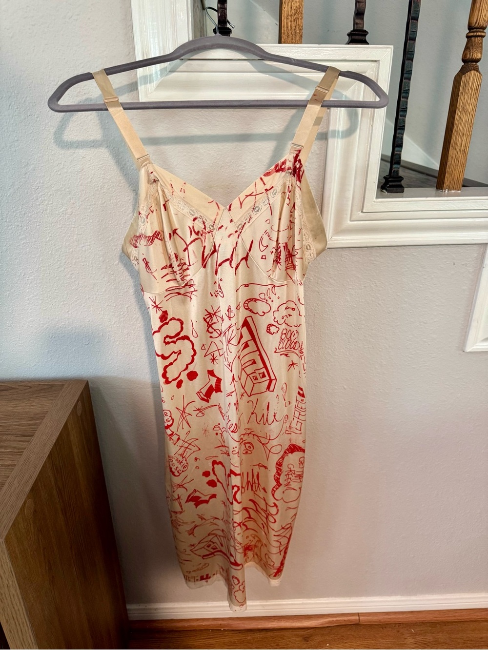 Rare Vintage Kayser Graffiti Print Slip Dress